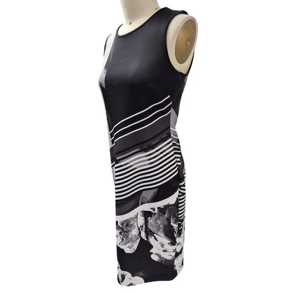 Apt 9 Polyester Spandex Dress Black/Gray/ White Sz 14 Body Con - Picture 2 of 6